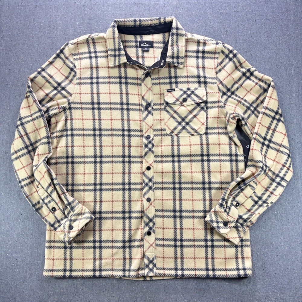 O'Neill Mens Glacier Superfleece Shirt Jacket Tan Plaid M NWT